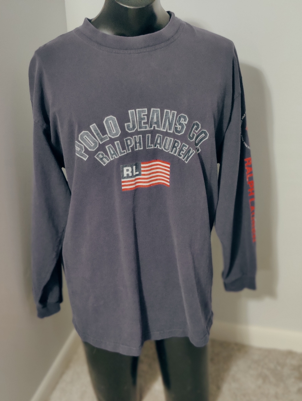 Y2K Polo Sport Ralph Lauren long sleeve Tee Shirt  Spell Out arm Big Logo  XXL